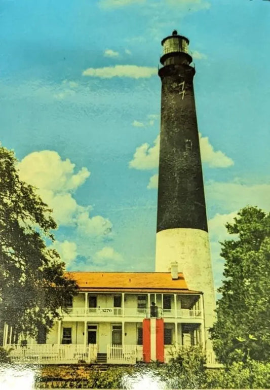 Pensacola Harbor Lighthouse in Florida - Vintage Postcard
