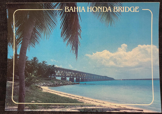 Bahia Honda Bridge - on Overseas Highway - Bahia Honda State Park and Beach - Vintage  Florida Postcard