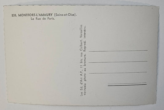 RPPC - Montfort-L'Amaury, Street Commune - La Rue de Paris - Vintage 1950s AP Photo Postcard