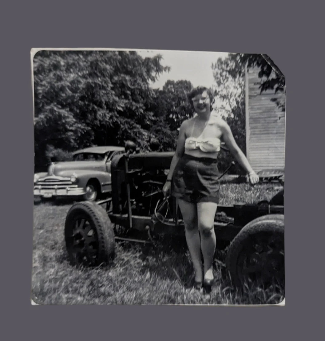 Black And White Photo Series of a Woman and a 1949 Ford - She loved the Ford the Man and the Farm - 4 sold as a set