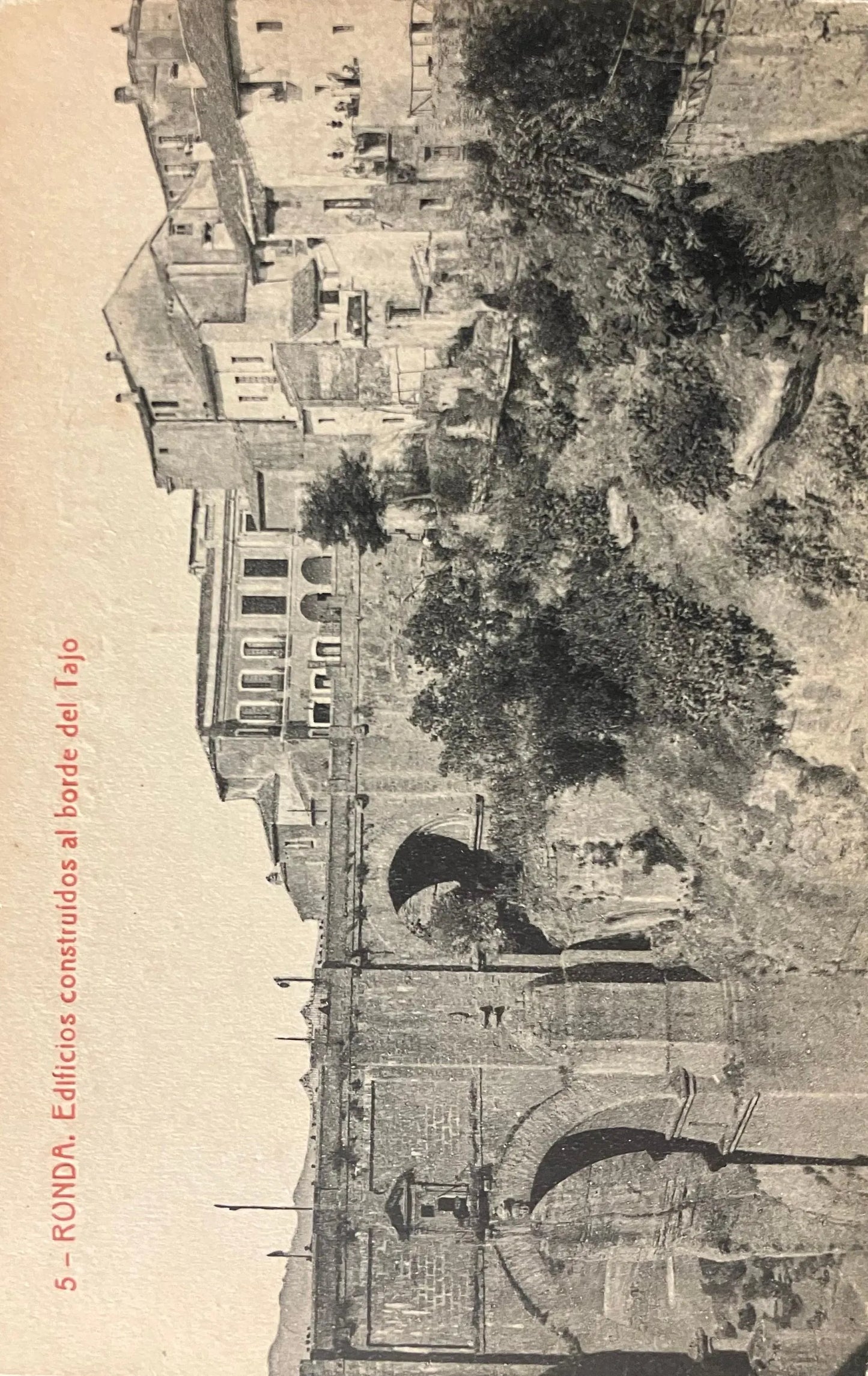 Ronda, Edificios construidos al borde del Tajo - Vintage Spain Postcard