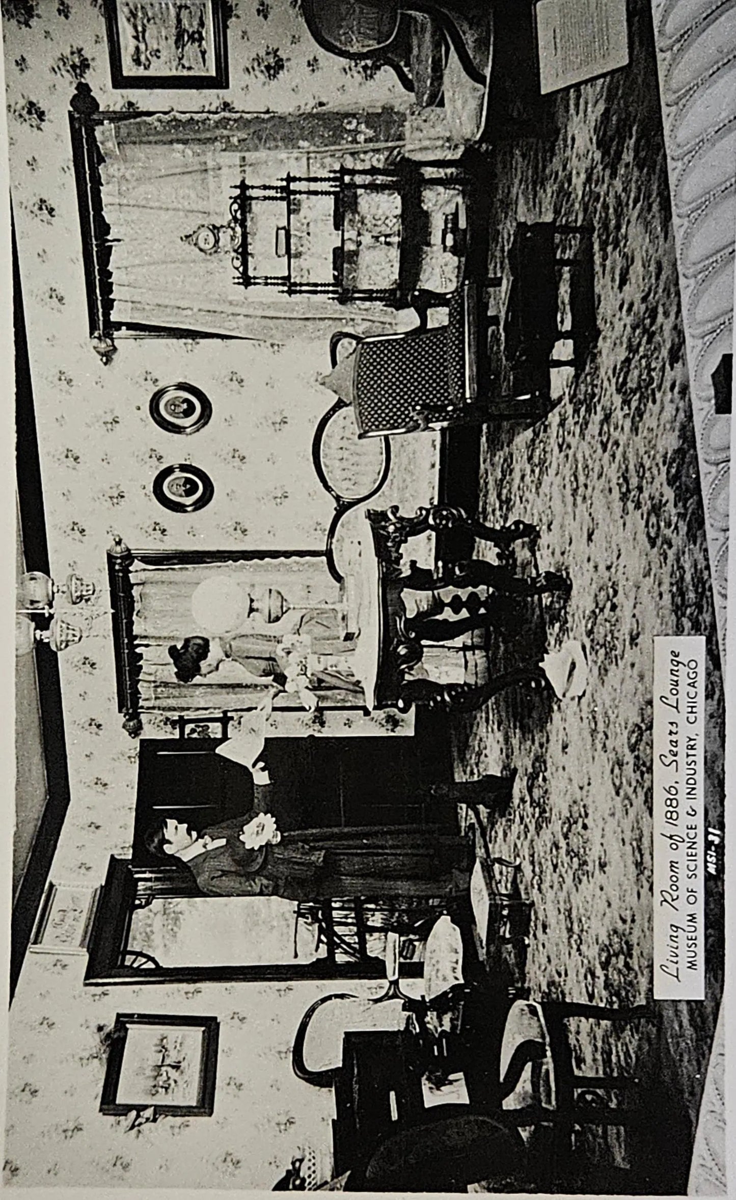 RPPC Livingroom of 1886 Museum of Science and Industry Chicago - Vintage Postcard
