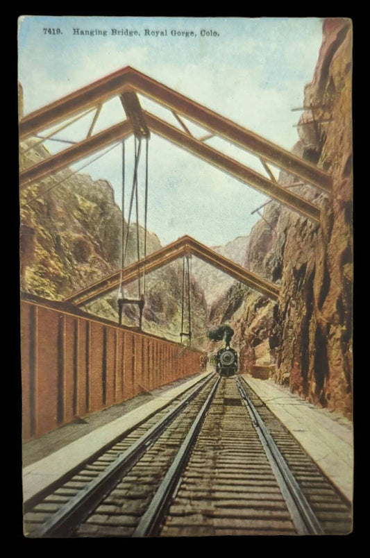 Hanging Bridge, Royal Gorge, Colorado - Vintage Postcard