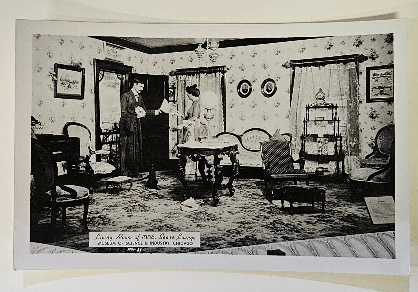 RPPC Livingroom of 1886 Museum of Science and Industry Chicago - Vintage Postcard