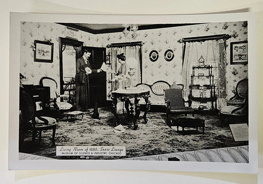 RPPC Livingroom of 1886 Museum of Science and Industry Chicago - Vintage Postcard