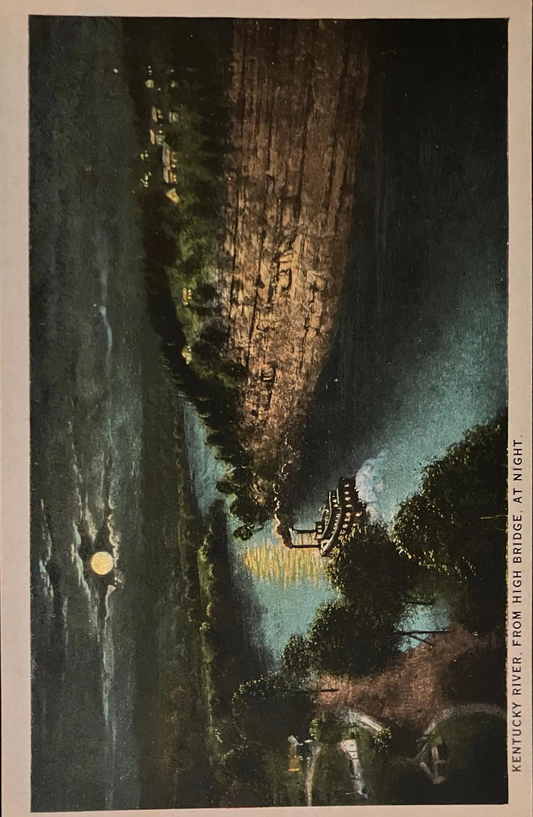 Kentucky River - From High Bridge at Night - Vintage Scenic Postcard