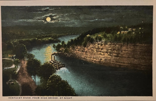 Kentucky River - From High Bridge at Night - Vintage Scenic Postcard
