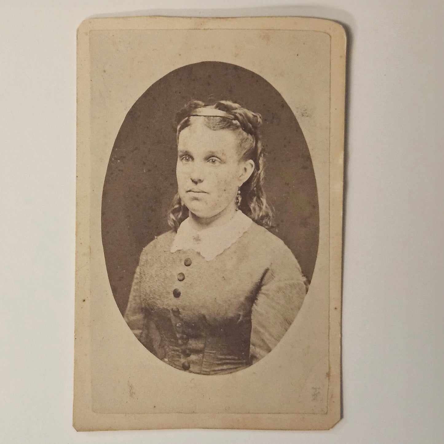 1860s-1870s Carte de Visite of a Woman in Victorian Dress - Michigan Vintage Photography