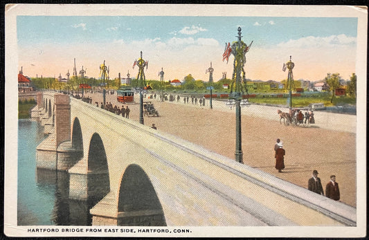 Hartford Bridge - East Side Hartford, Connecticut - Vintage Bridge Postcard