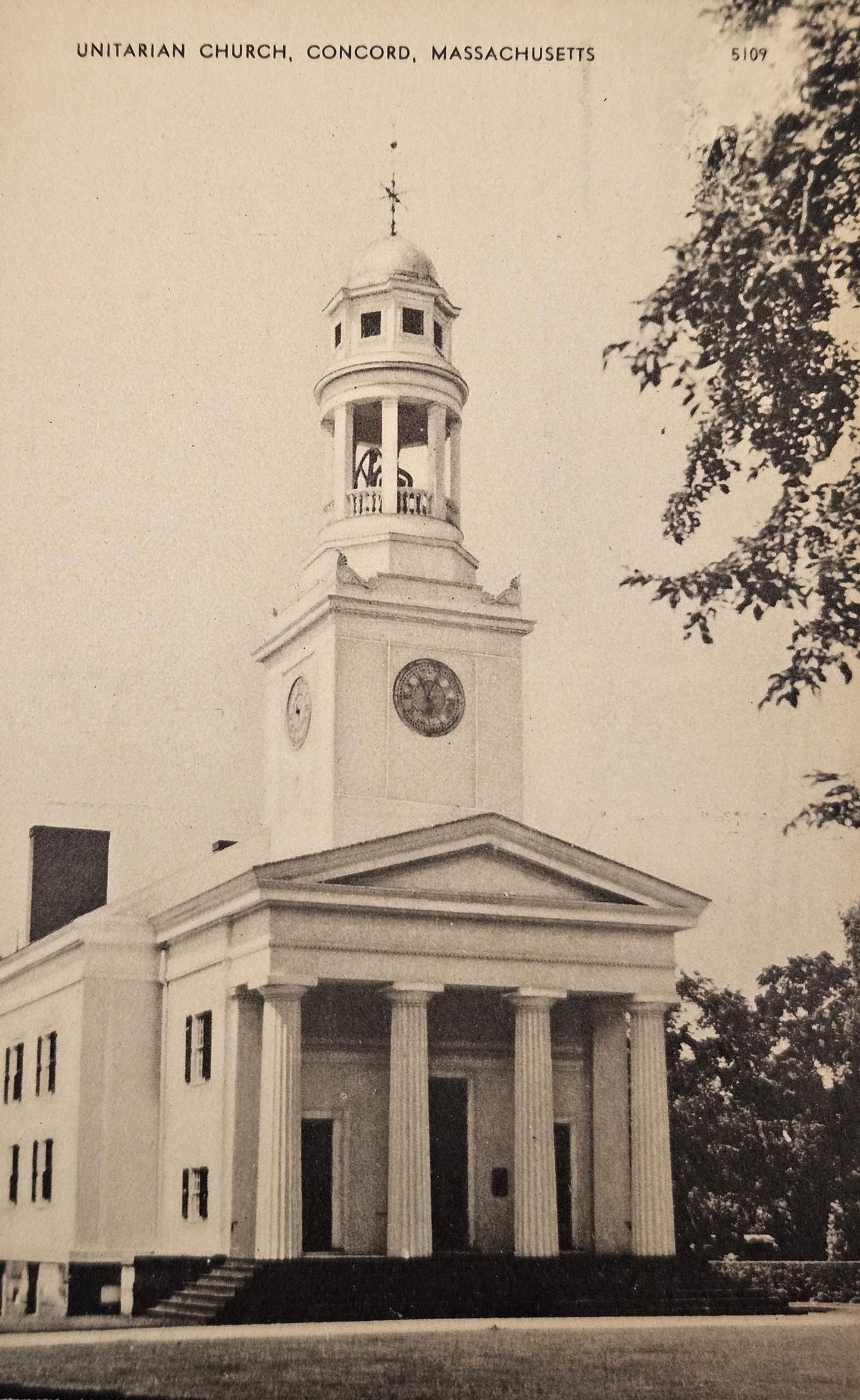 PR? & Description - RPPC Unitarian Church Conchord Massachusetts Photo - Vintage Postcard