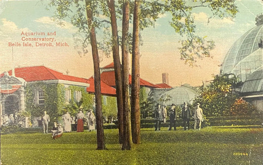 Aquarium and Conservatory, Belle Isle, Detroit, Michigan -  Michigan Postcard - Anna Scripps Whitcomb Conservatory