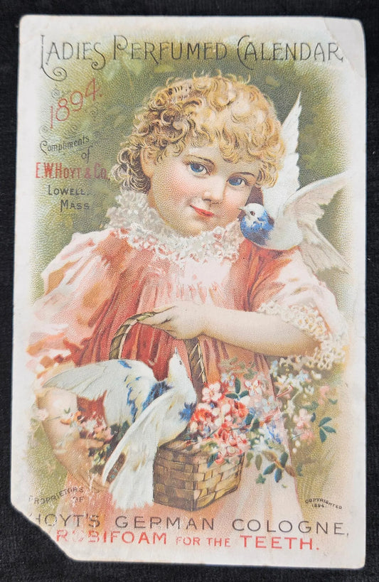 Ladies Perfumed Calendar - 1894 - Hoyt's German Cologne - Advertisement