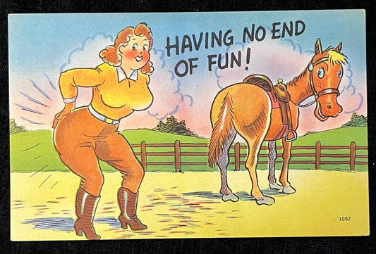 Having No End Of Fun! - Funny Vintage Postcard