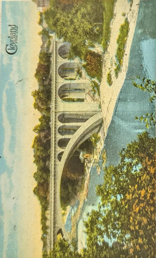 Rocky River Bridge Connecting Rocky River and Lakewood, Cleveland's Fashionable Suburb, Ohio - Vintage Ohio Postcard