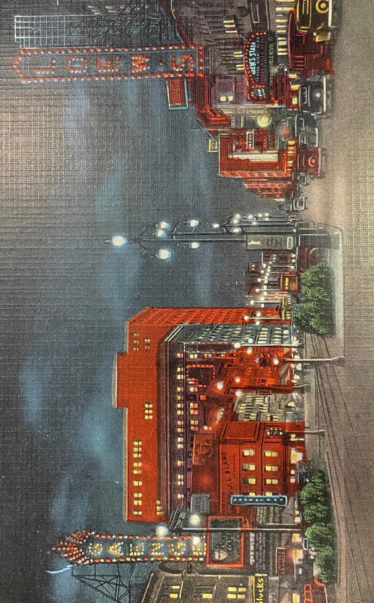 Canal Street at Night, New Orleans, Louisiana 1940s - Vintage New Orleans Postcard - Vintage Nighttime Postcard -