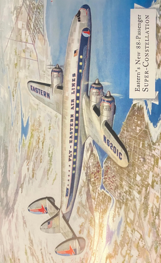 Easter’s New 88-Passenger Super-Constellation - Vintage Airplane Postcard