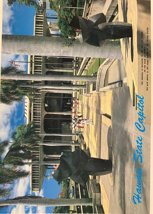 Hawaii State Capitol - Photo by A. Sylvain - Vintage Hawaii Postcard