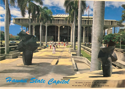 Hawaii State Capitol - Photo by A. Sylvain - Vintage Hawaii Postcard