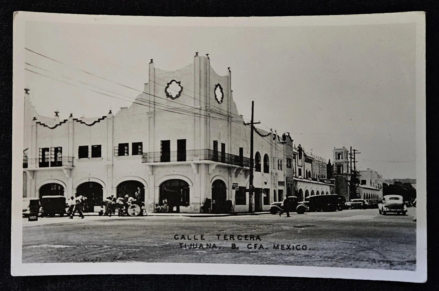 RPPC Calle Tercera - Tijuana, Mexico - Vintage Real Photo Postcard