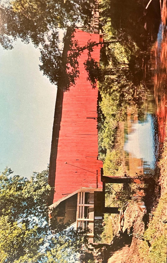 Cedar Lake Bridge - Casper Bridge - Winterset, Iowa - Photo: Clee R. Crawford - Vintage Covered Bridge Postcard