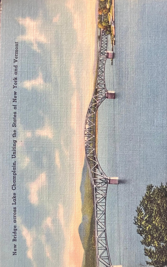 New Bridge across Lake Champlain, Uniting the States of New York and Vermont - Vintage Postcard