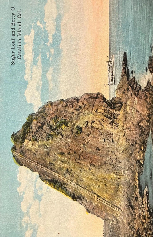 Sugar Loaf and Betty O, Catalina Island, California in 1920s - Vintage Pacific Seaside Postcard - Famous Rock Formations in Southern California