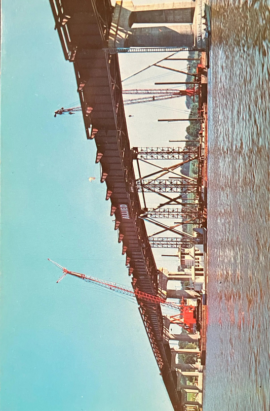 Route 80 Bridge - LeClaire, Iowa - Ektachrome by Rene Briegel - Vintage Bridge Postcard