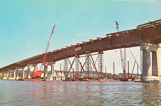 Route 80 Bridge - LeClaire, Iowa - Ektachrome by Rene Briegel - Vintage Bridge Postcard