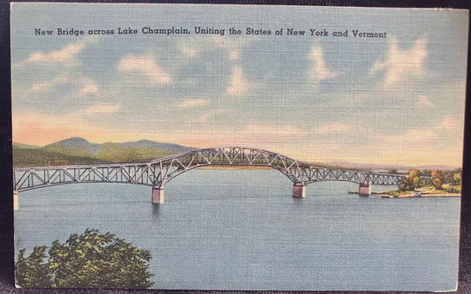 New Bridge across Lake Champlain, Uniting the States of New York and Vermont - Vintage Postcard