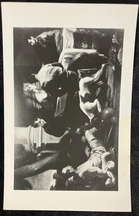Lazarus and the Rich Man - Vintage Black and White Postcard