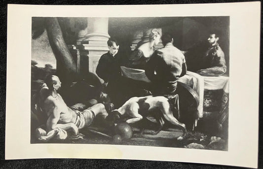 Lazarus and the Rich Man - Vintage Black and White Postcard