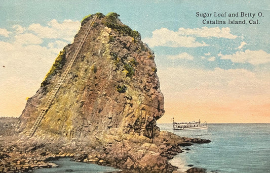 Sugar Loaf and Betty O, Catalina Island, California in 1920s - Vintage Pacific Seaside Postcard - Famous Rock Formations in Southern California
