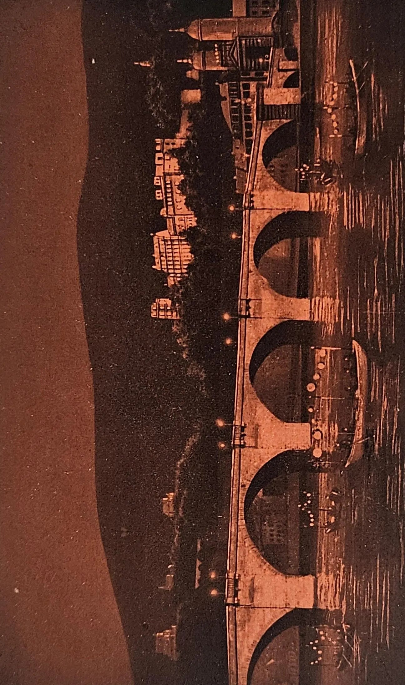 Heidelberg Bridge on the Neckar River in the Evening - 1926 Germany -  Bridge Postcard- " Die Scloss