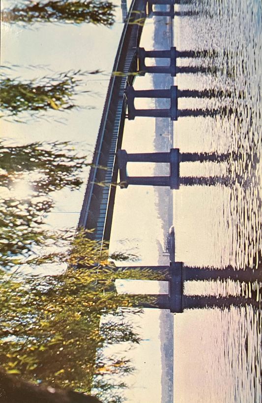 Route 80 Bridge over the Mississippi River - LeClaire, Iowa - Ektachrome by Rene Briegel - Vintage Bridge Postcard