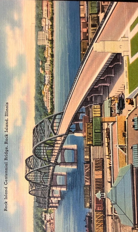 Rock Island Centennial Bridge, Rock Island, Illinois - Vintage Postcard