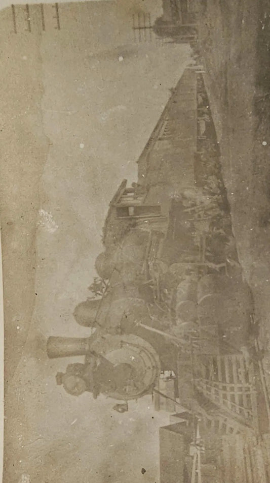 RPPC Steam Engine Train  with steam coming out -   1915 Sepia Tone Vintage Postcard
