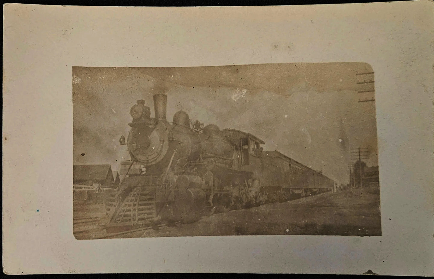 RPPC Steam Engine Train  with steam coming out -   1915 Sepia Tone Vintage Postcard