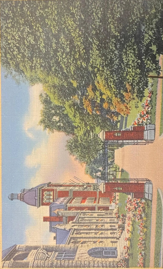 Entrance and Plaza, Washington and Jefferson College, Washington, Pennsylvania - Vintage Pennsylvania Postcard