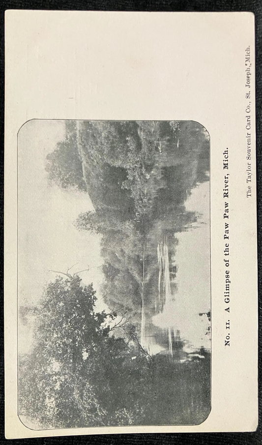 RPPC - A Glimpse of the Paw Paw Lake River, Michigan - Michigan postcard