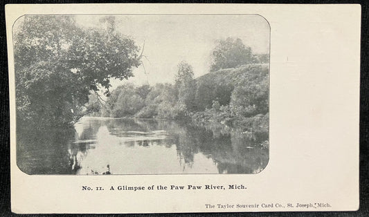 RPPC - A Glimpse of the Paw Paw Lake River, Michigan - Michigan postcard