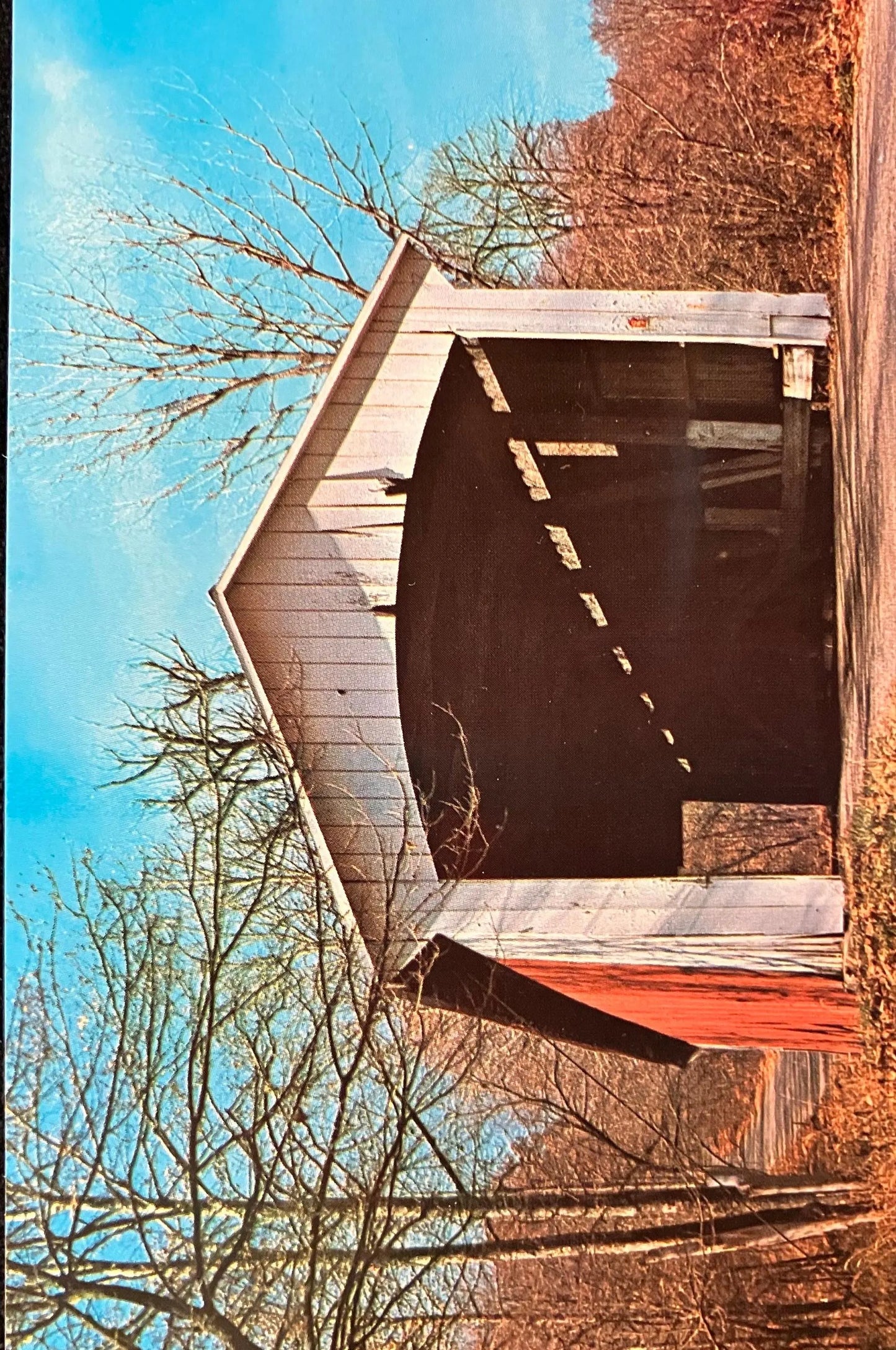 Rocky Fork Bridge in Parke County, Indiana - Photo: Mitchell - Vintage Covered Bridge Postcard