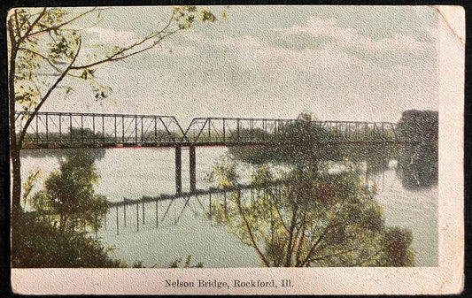 Nelson Bridge, Rockford, Illinois - Vintage Bridge Postcard