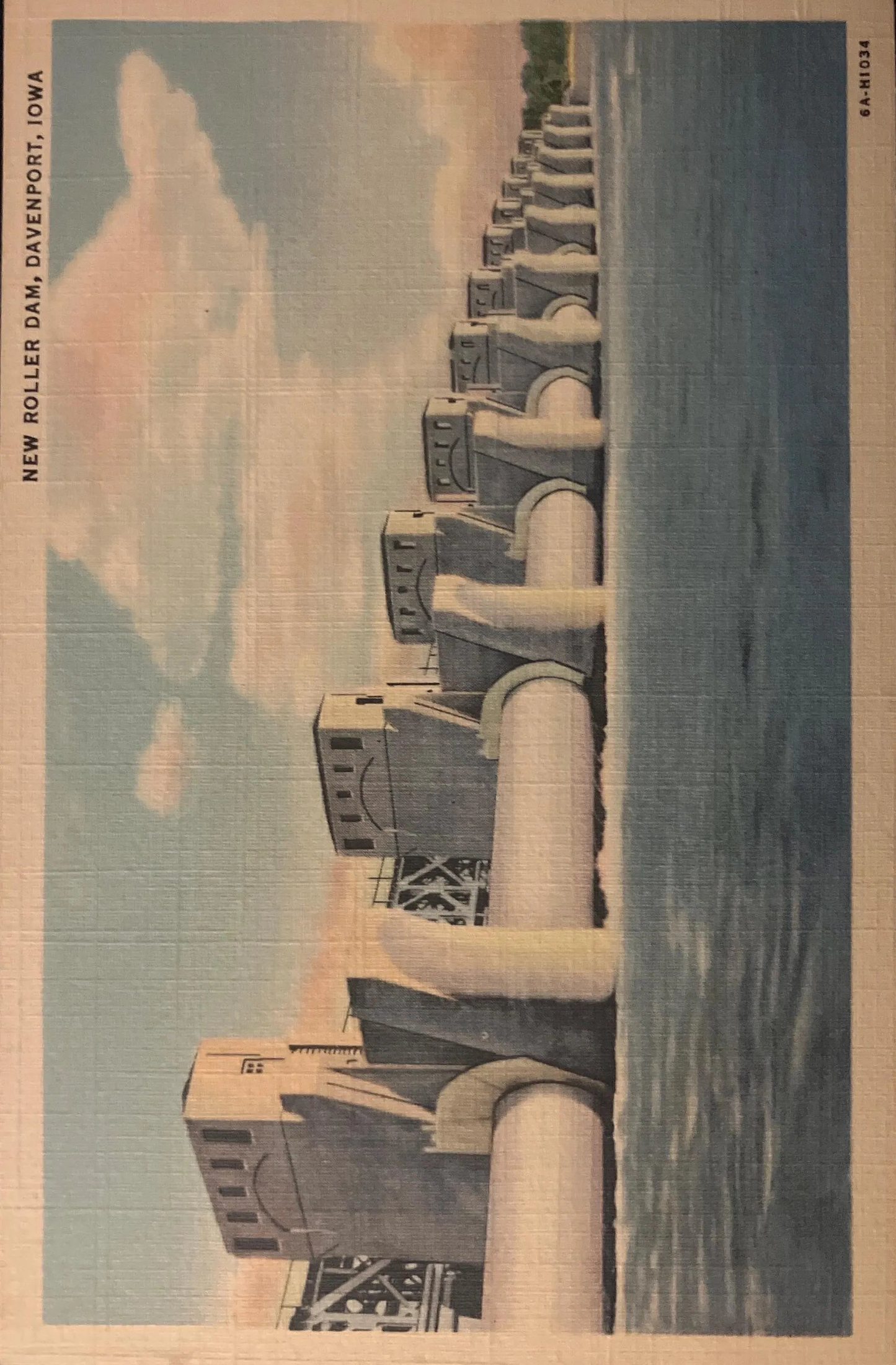 New Roller Dam - Davenport, Iowa - Vintage Postcard