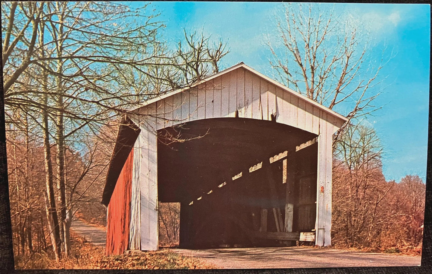 Rocky Fork Bridge in Parke County, Indiana - Photo: Mitchell - Vintage Covered Bridge Postcard