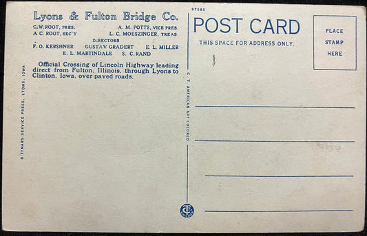 Lincoln Highway - Lyons and Fulton Bridge over Mississippi River - Official Gateway to Iowa and Illi