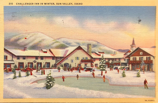 Challenger Inn In Winter - Sun Valley, Idaho - 1950 Linen Postcard