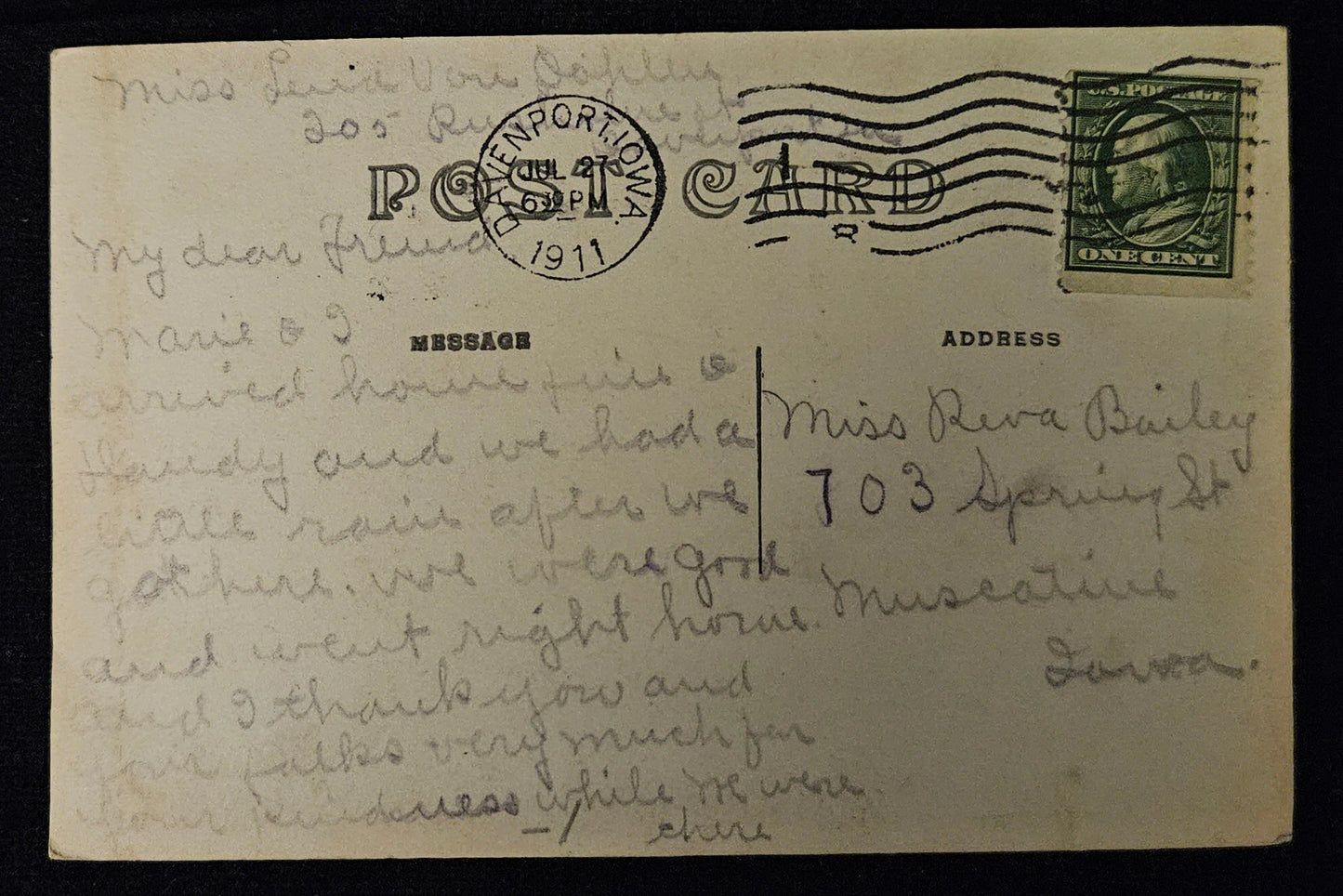 RPPC - Mercy Hospital Davenport, Iowa in 1911 - Vintage Postcard