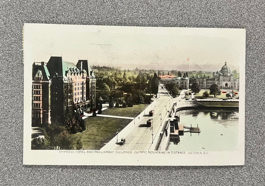 PR? - Empress Hotel And Parliament Buildings, Olympic Mountains In Distance. VICTORIA.B.C.