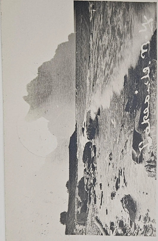 Half tone Printed Photo Lakeside New York - "Shore Of Lake Ontario At The End Of Our Road" Crashing Waves Rocky Shore - Vintage International Postcard