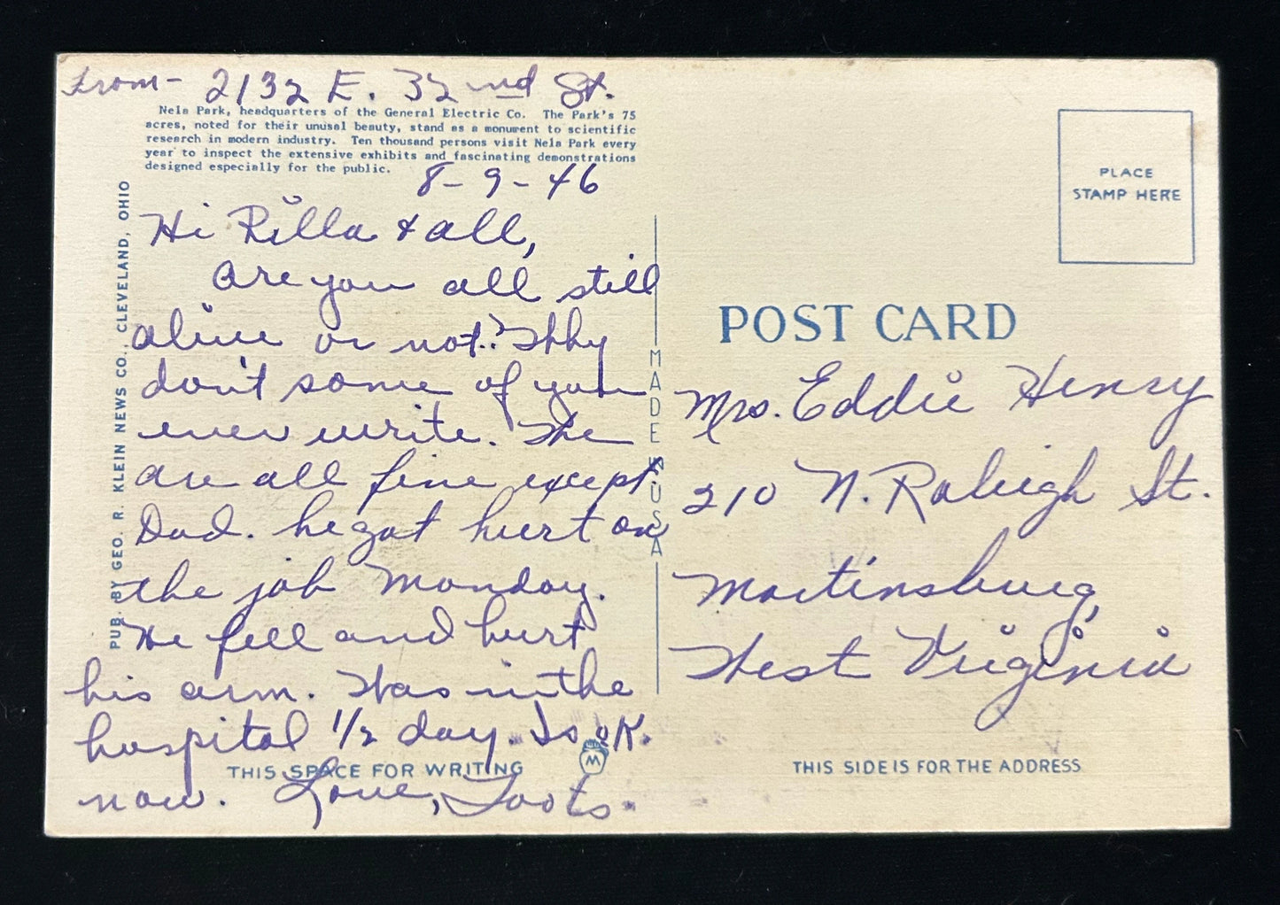 Nela Park Experimental Headquarters of the General Electric Co. Cleveland, Ohio- Vintage Postcard